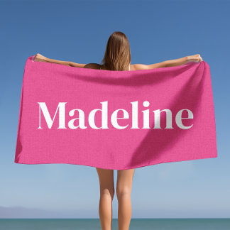 Pink Personalised Beach Towel for Bachelorette 