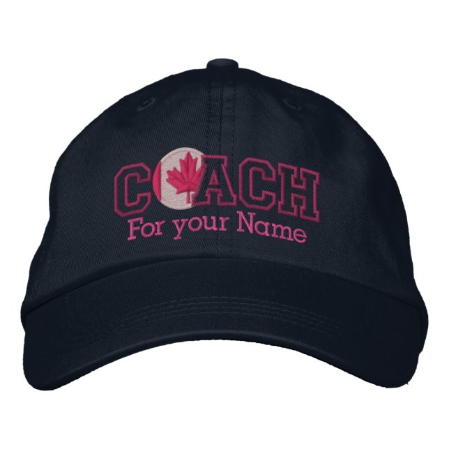 Pink Personalised Canadian Coach with your name Embroidered Hat (Front)