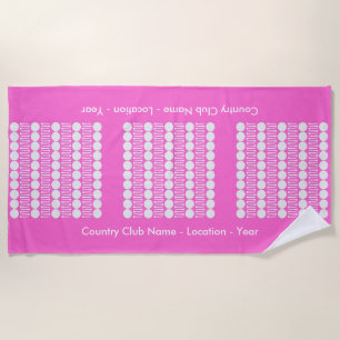 Pink Personalised Country Club Name-Location-Year Beach Towel