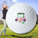 Pink Personalised Custom Golf Cart Clubs Monogram  Golf Balls<br><div class="desc">A fun unique golf cart -- pink and green -- tastefully done -- ready to run the course -- golf ball --This is a great gift for all golf lovers -- fun / attractive / unique. Personalise it with your/her initials/monogram. If you have any design questions or a special request,...</div>