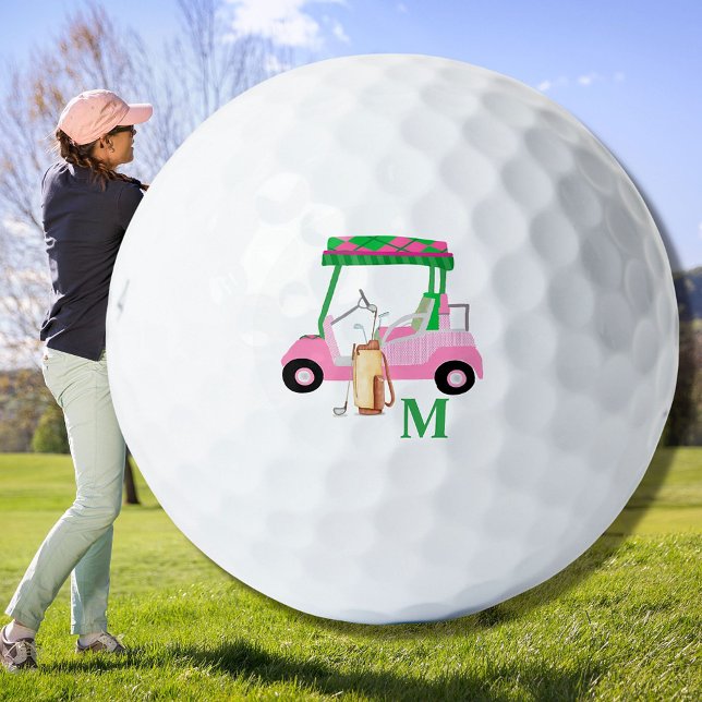 Pink Personalised Custom Golf Cart Clubs Monogram  Golf Balls (Creator Uploaded)