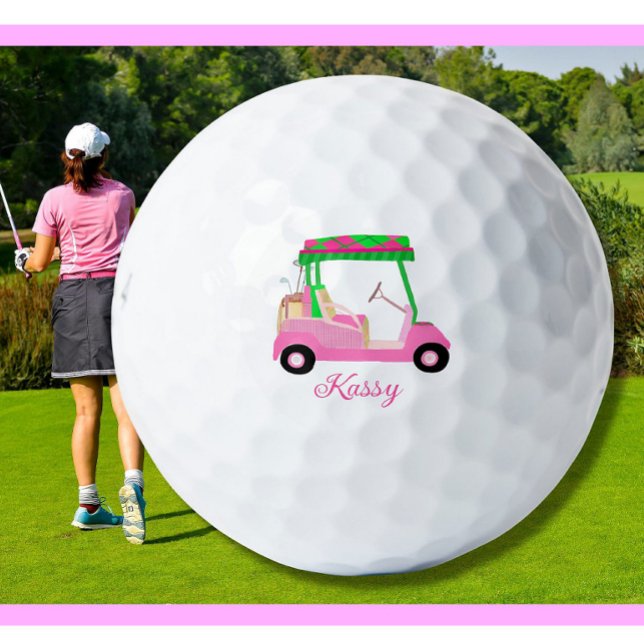 Pink Personalised Custom Golf Cart Clubs Name Balls (Creator Uploaded)