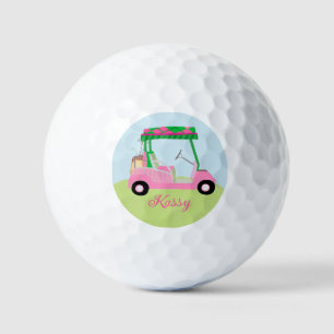 Pink Personalised Custom Golf Cart Clubs Name Golf Balls