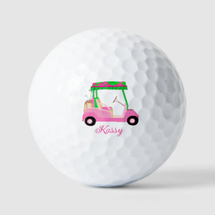Pink Personalised Custom Golf Cart Clubs Name Golf Balls