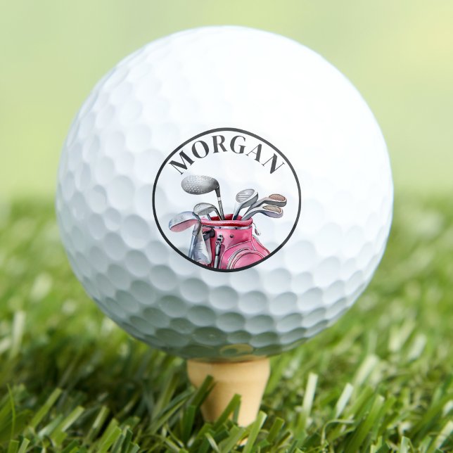 Pink Personalised Custom Monogram Golf Balls (Pink Name Monogram Golf Balls)