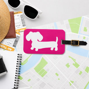 Pink Personalised Dachshund Luggage Bag Tag