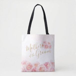 Pink personalised floral mother of the groom tote bag