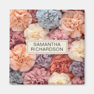 Pink personalised flower magnet