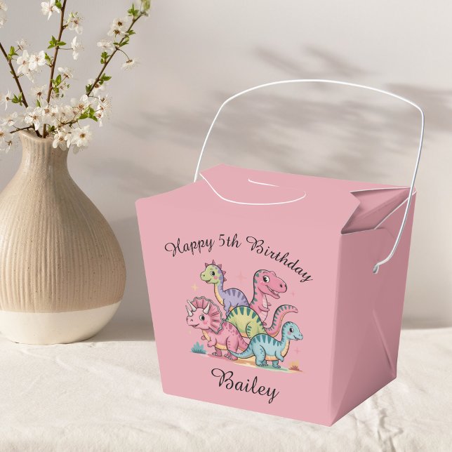 Pink Personalised Girls Dinosaur Birthday Favour Box (Creator Uploaded)