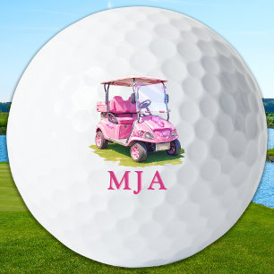 Pink Personalised Golf Cart Custom Monogram  Balls