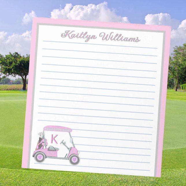 Pink Personalised Golf Cart Name Lined    Notepad (Creator Uploaded)