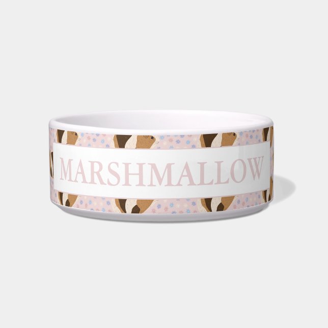 Pink Personalised Guinea Pig Ceramic Bowl (Front)