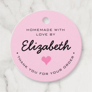 Pink Personalised Homemade with Love Thank you Favour Tags