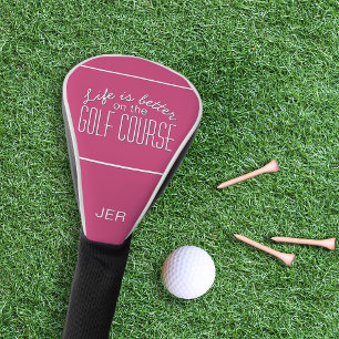 Pink Personalised Initials Monogrammed Golf Quote Head Cover