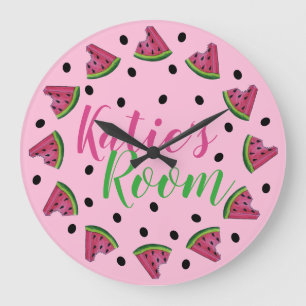 Pink Personalised Juicy Watermelon Seeds Fruit Large Clock