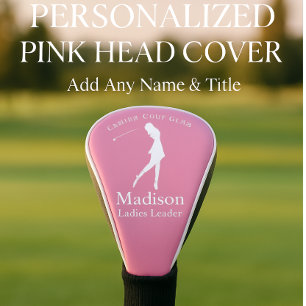Pink Personalised Ladies Club Name Golf Head Cover