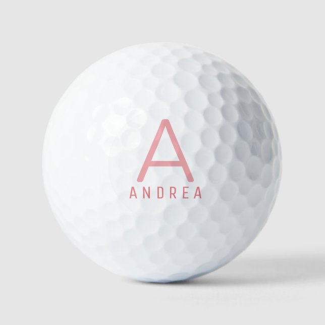 Pink Personalised Modern Monogram  Golf Balls (Front)
