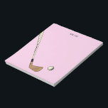 Pink Personalised Modern Vintage Golf  Notepad<br><div class="desc">Modern golf design for golfers.</div>