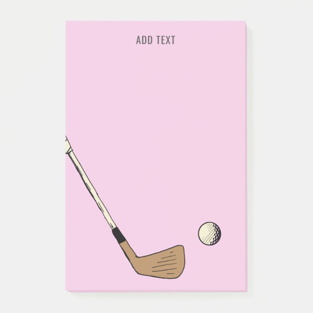 Pink Personalised Modern Vintage Golf  Post-it Notes (Front)