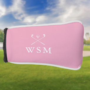 Pink Personalised Monogram Golf Clubs Golf Head Cover