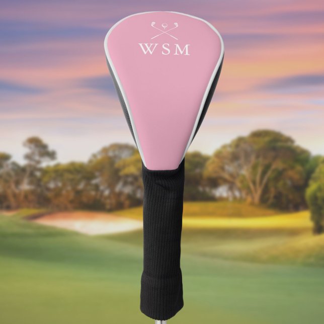 Pink Personalised Monogram Golf Clubs Head Cover (Pink Personalized Monogram Golf Clubs Golf Head Cover)