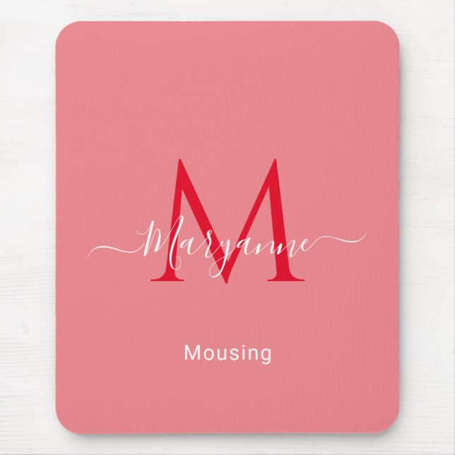 Pink Personalised Monogram  Mouse Pad (Front)