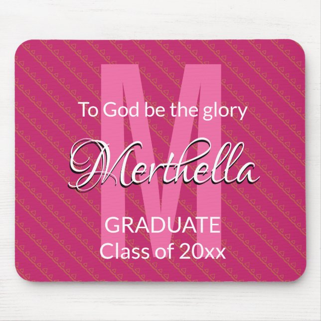 Pink Personalised Monogram Name Graduate Mouse Pad (Front)
