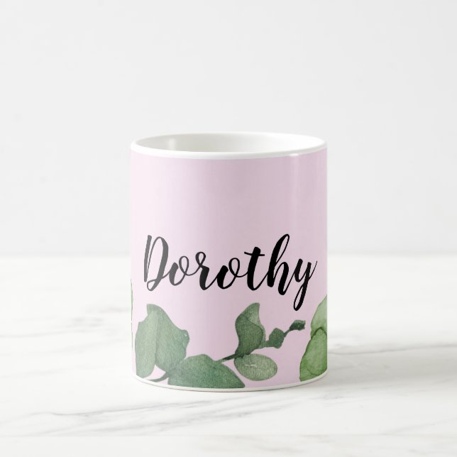Pink Personalised Mug, Whimsical Romantic  Coffee Mug (Center)