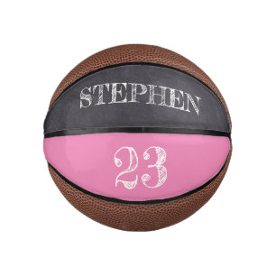 Pink Personalised Name Number Chalkboard etching Mini Basketball