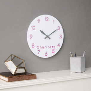 Pink Personalised Photo & Name  Large Clock