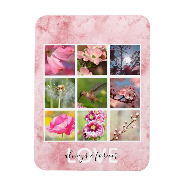 Pink Personalised Photos Love Magnet (Vertical)