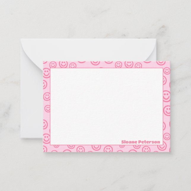 Pink Personalised Preppy Note Cards (Front)