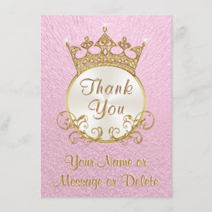 Pink Personalised Princess Thank You Cards