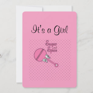 Pink Personalised Sugar Spice Baby Girl with Photo Announcement