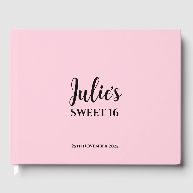 Pink Personalised Sweet 16 Guest Book (Front)