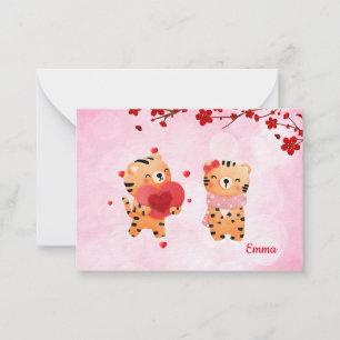 Pink Personalised Tigers Heart Wild about you Love Card