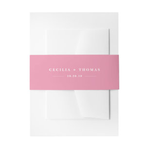 Pink Personalised Wedding Invitation Belly Band