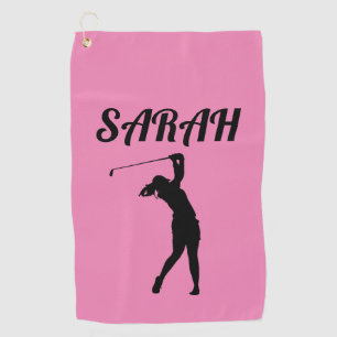 PINK PERSONALIZED ADD NAME GOLF TOWEL FOR HER