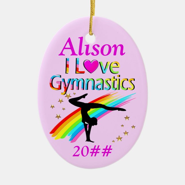 PINK PERSONALIZED AND DATED GYMNASTICS ORNAMENT (Front)
