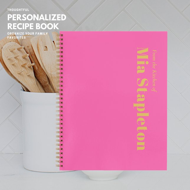 Pink Personalized Blank Recipe Book with Name (Creator Uploaded)
