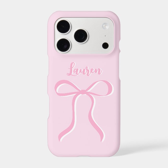 Pink Personalized Bow Phone Case Script Name   (Back)