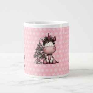 Pink personalized Christmas unicorns Large Coffee Mug