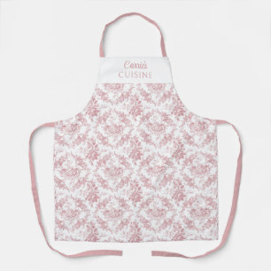 Pink Personalized Engraved Scrolls and Flowers Apron