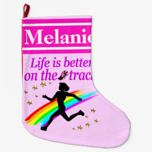 PINK PERSONALIZED RUNNER CHRISTMAS STOCKING