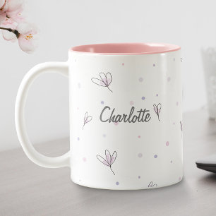 Pink Personalized Simple Name Template Work Office Two-Tone Coffee Mug