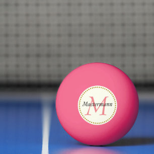 pink personalized with monogram ping pong ball