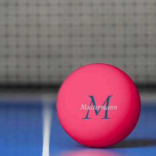 Pink personalized with monogram ping pong ball