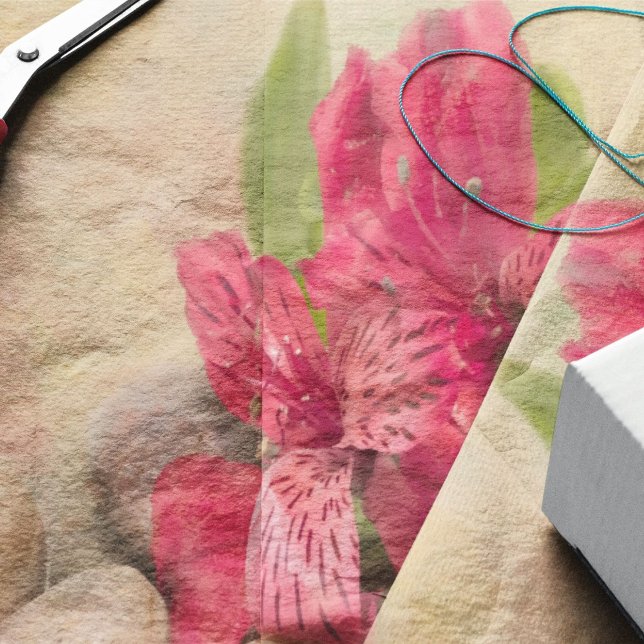 Pink Peruvian Lilies With Stones Tissue Paper (Creator Uploaded)