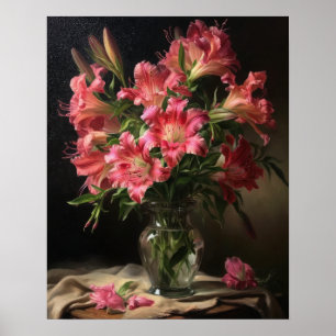 Pink Peruvian Lily Flowers Art Print Poster