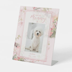 Pink Pet Cat Dog Floral Vintage Romantic Memorial Pedestal Sign